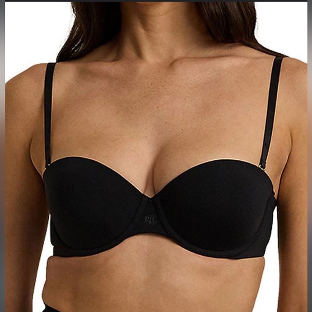 NWT‎ Lauren Ralph Lauren Luxe Smoothing Convertible Strapless Bra 38D Black